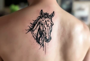 horse silhouette 
from the front
with letters M A L tattoo idea