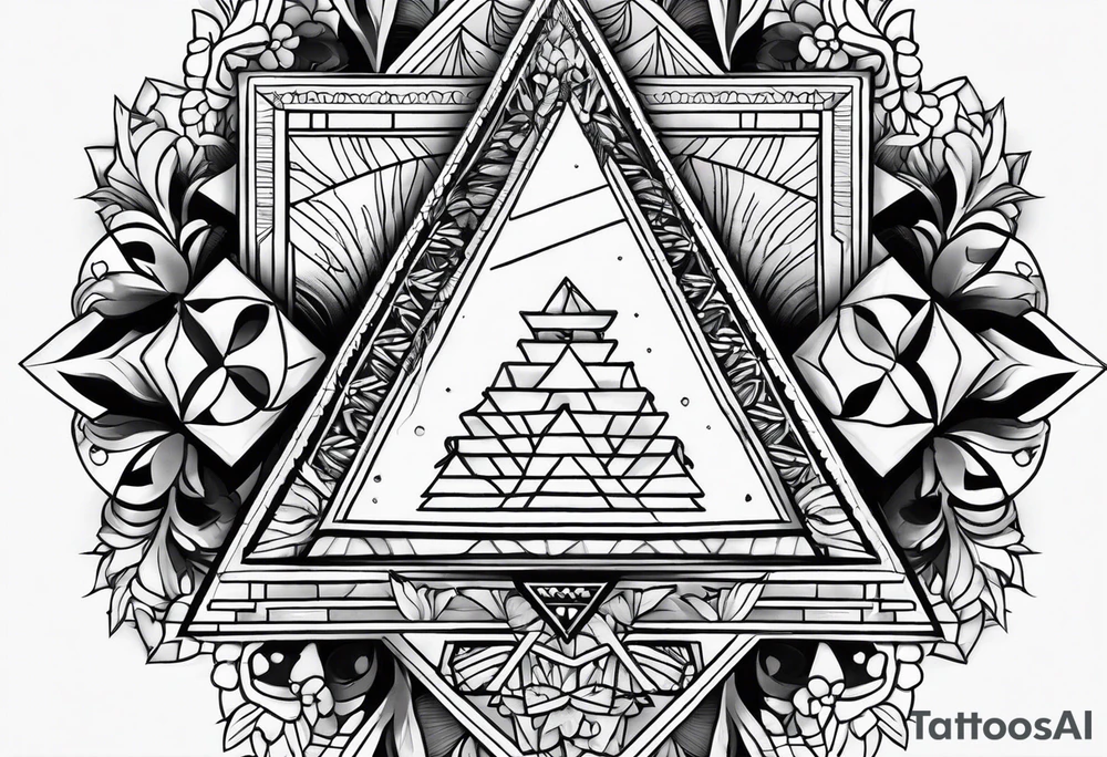 Shoulder cap floral geometric pyramid tattoo idea Shoulder cap floral geometric pyramid tattoo idea
