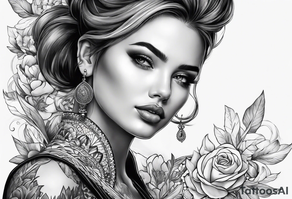 Girl with big giant boobs tattoo idea
