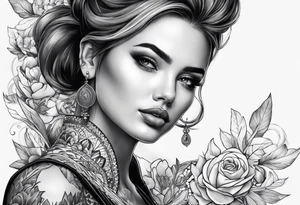 Girl with big giant boobs tattoo idea