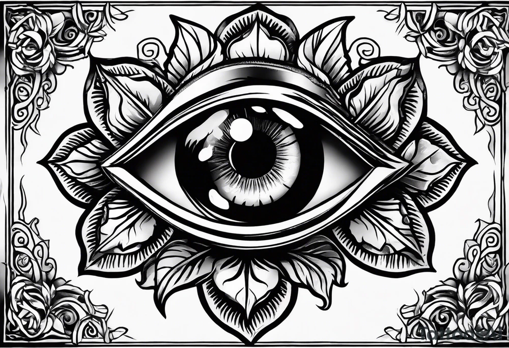 Occult eye tarot card rose tattoo idea