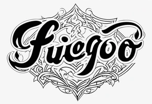 The word “fuego” in cursive with flames around it. tattoo idea
