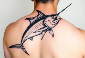Hombre pescado enorme marlin tattoo idea