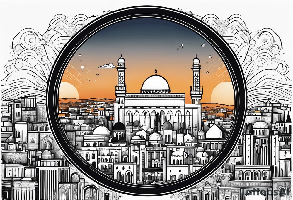 israel city vector circle
 vignette tattoo idea
