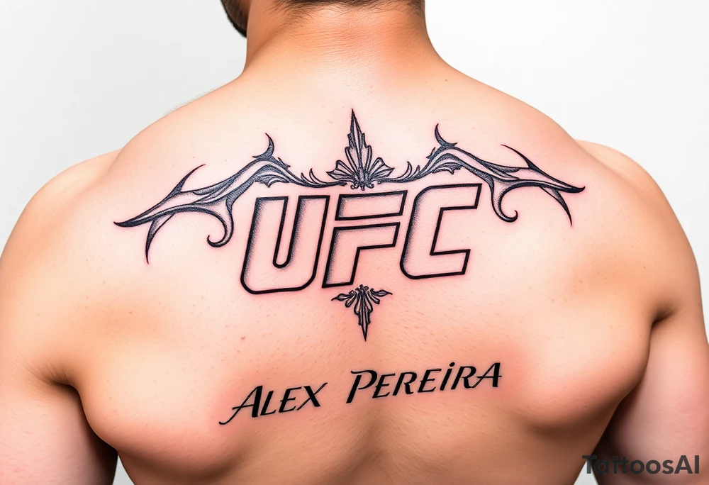 Cinturão do UFC com detalhes vermelhos e o nome de Alex Pereira Poatan ♥ tattoo idea