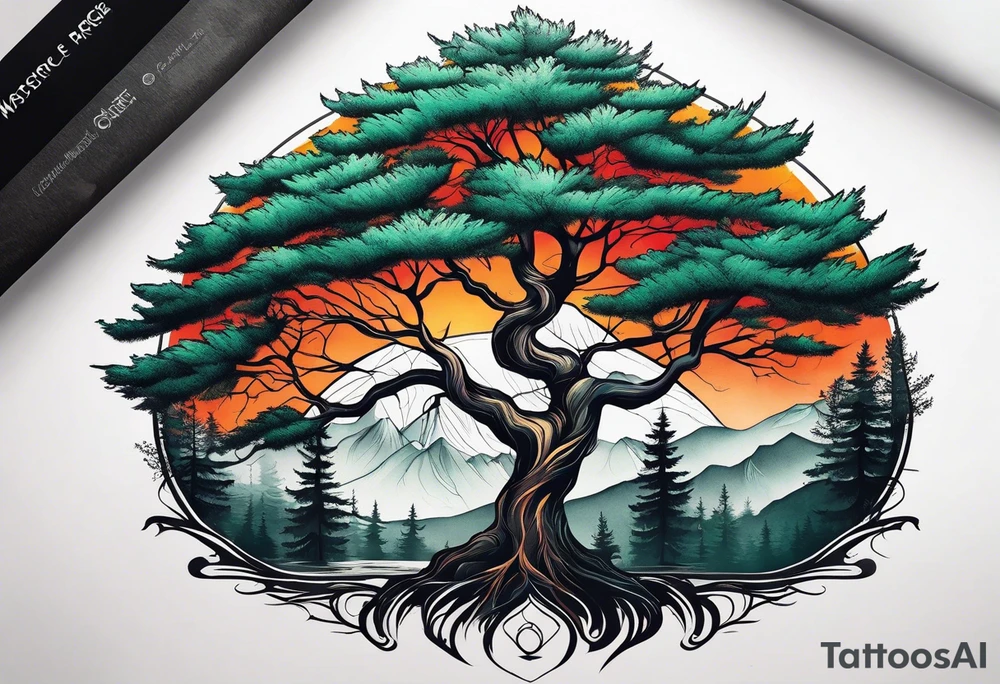tree in forest tattoo idea