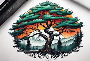 tree in forest tattoo idea