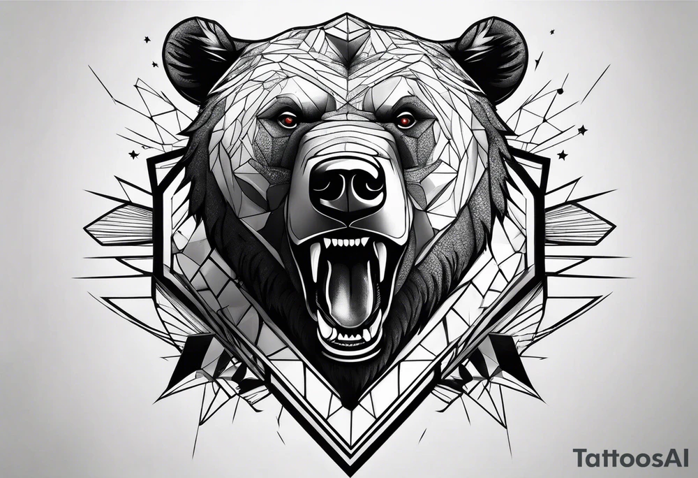 bear fighting bull in space tattoo idea