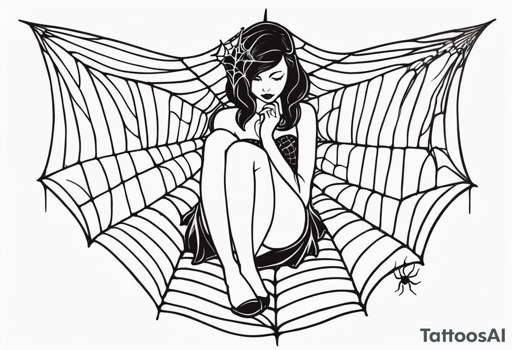 Fairy with bottom half of body wrapped up by spider web tattoo idea