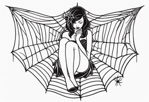 Fairy with bottom half of body wrapped up by spider web tattoo idea