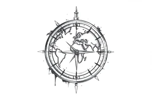 compass with world map tattoo idea