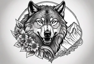 wolf mountain tattoo idea