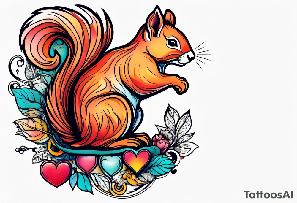 Heart with squirrel tattoo idea