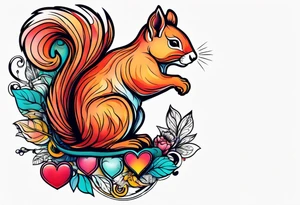 Heart with squirrel tattoo idea
