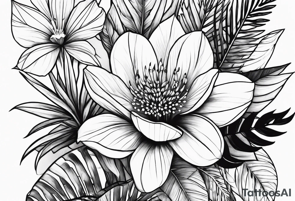 Jungle flowers safari tattoo idea