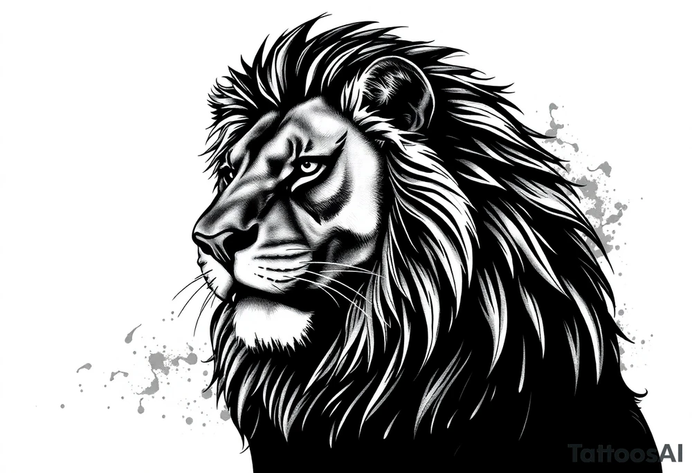 powerful majestic lion, close-up tattoo idea