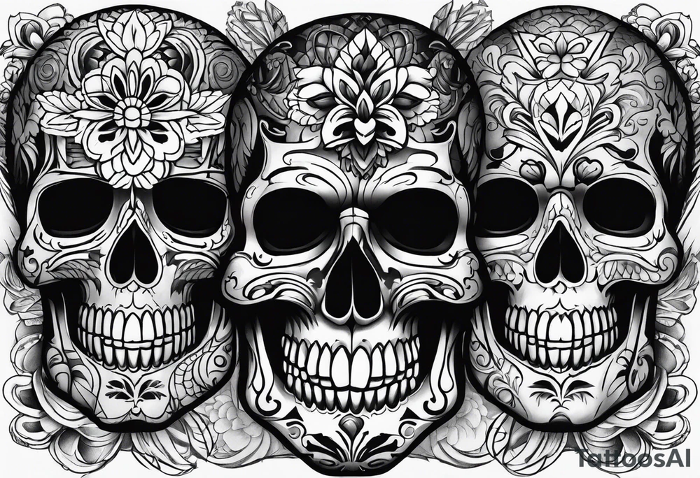 realistic mexican skulls tattoo idea