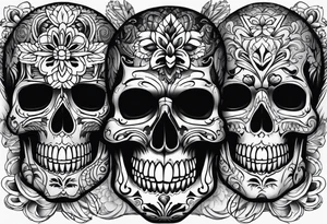 realistic mexican skulls tattoo idea