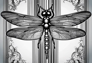 Barcode with dragonfly above tattoo idea