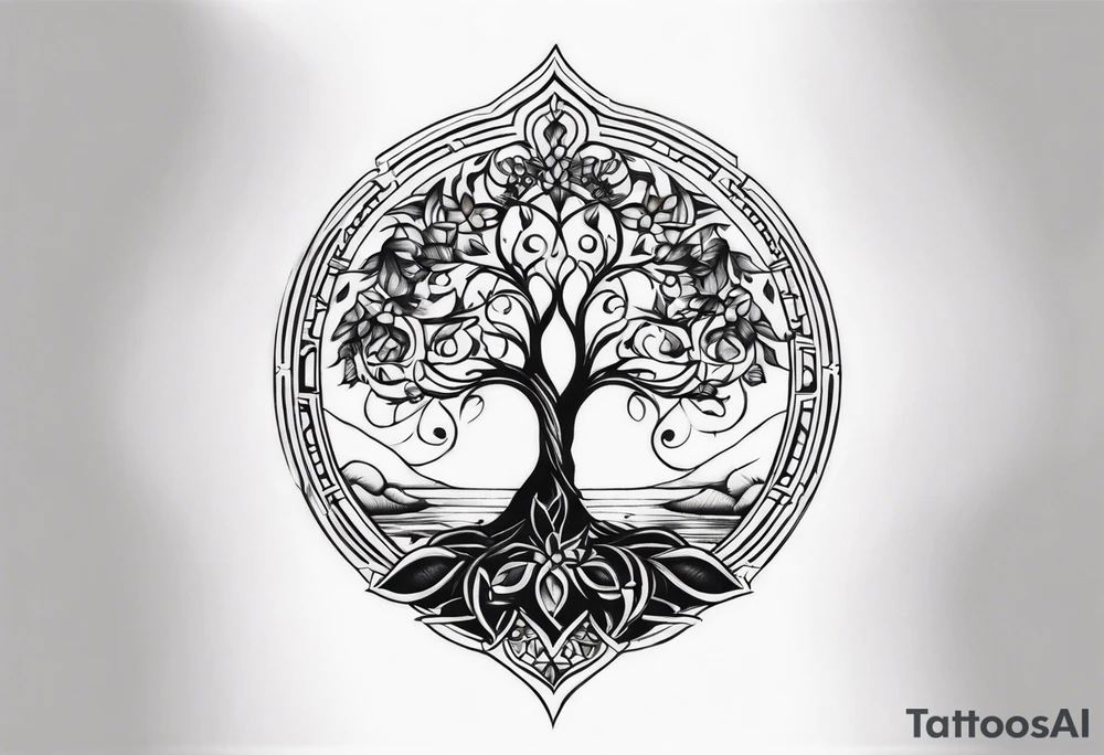 Tree of life with two dates tattoo idea