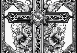 cross, god, birds tattoo idea