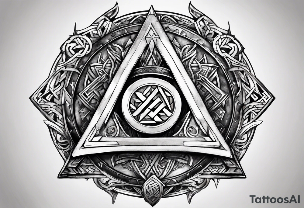 Valhalla  round 
shield axe sword valknut tattoo idea