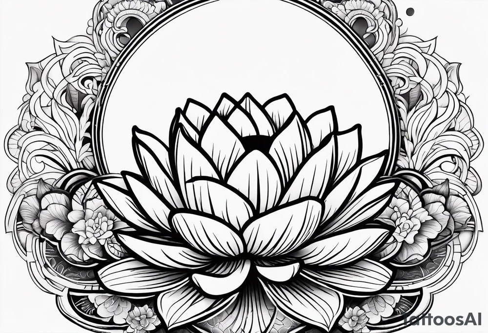 Feminine energy, yin yang, lotus flower, good luck, ohm sign, moon straight line tattoo idea