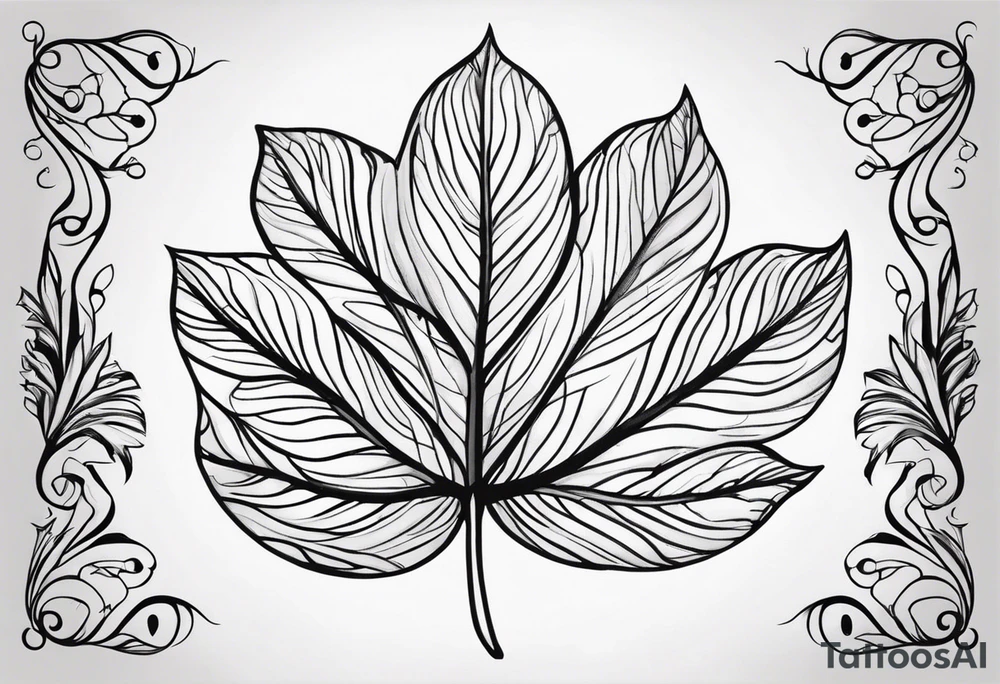 Leaf with the name Lydia inside the leaf tattoo idea