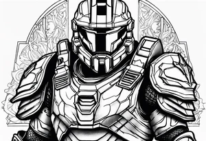 halo over an armored knight tattoo idea