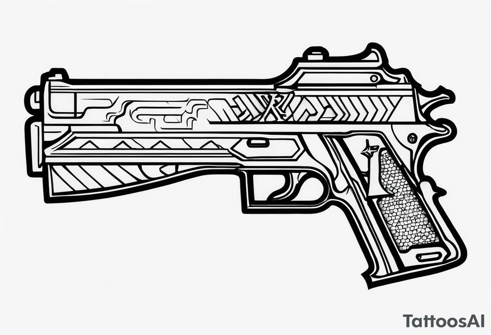 The letters AR with a pistol on each side tattoo idea