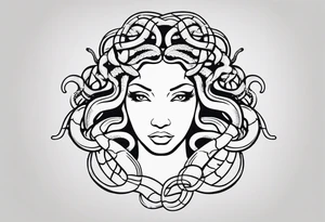 medusa, snakes, with words, SA. tattoo idea