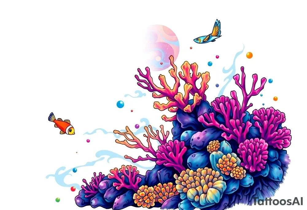 Coral reef scene tattoo idea