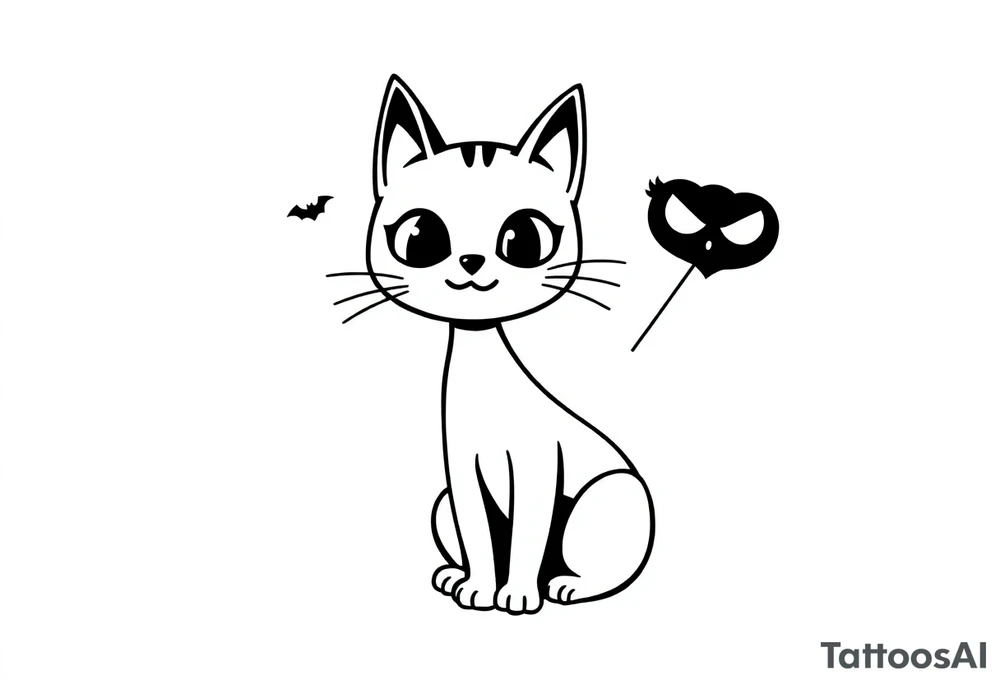 cute Halloween black cat tattoo idea