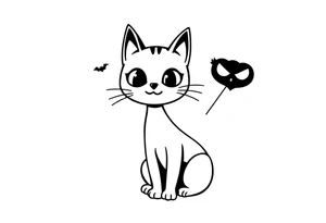 cute Halloween black cat tattoo idea