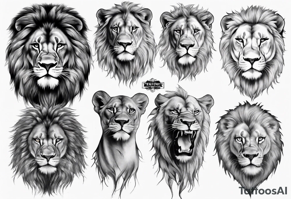 big lion face realism tattoo idea