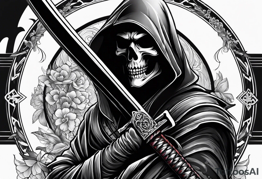 Katana and grim reaper tattoo idea