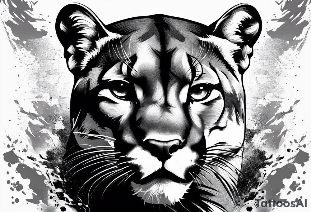 angry mountain lion tattoo idea