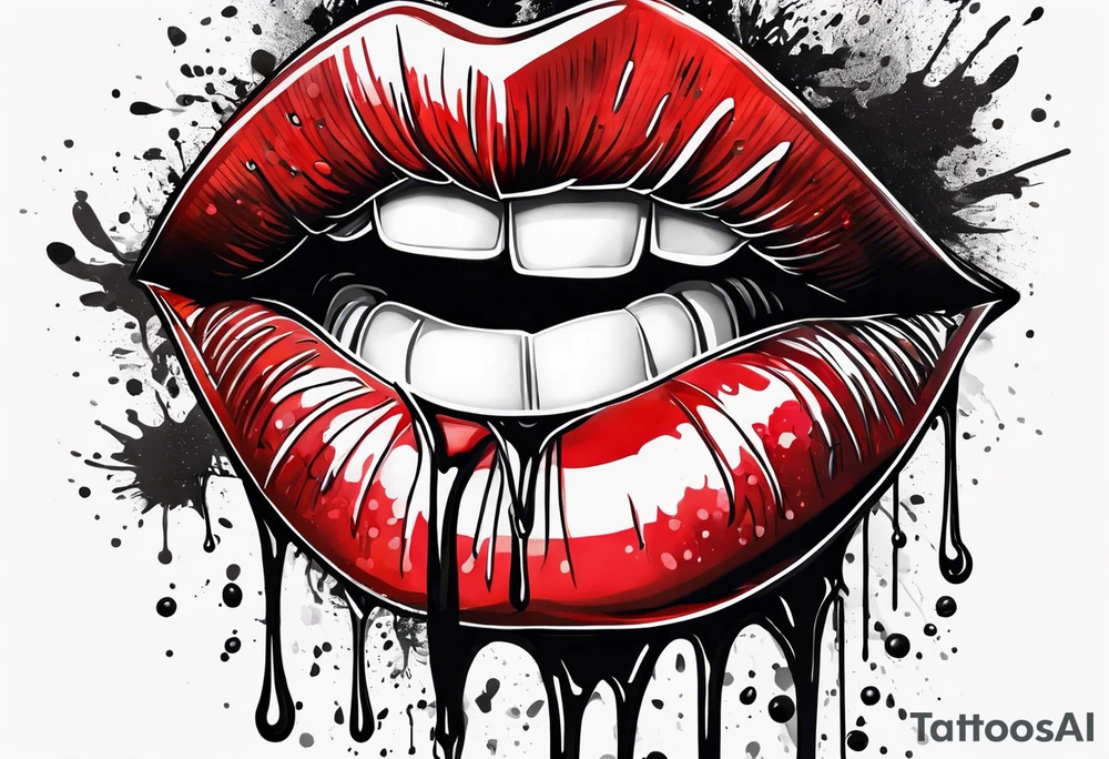 lips dripping wet tattoo idea