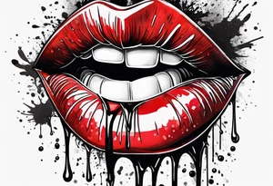lips dripping wet tattoo idea