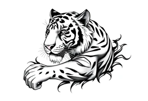 powerful majestic tiger with an extended sleeve design tattoo idea