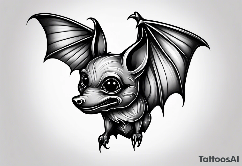 momma bat wrapped around baby bat tattoo idea