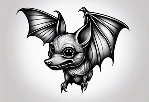 momma bat wrapped around baby bat tattoo idea
