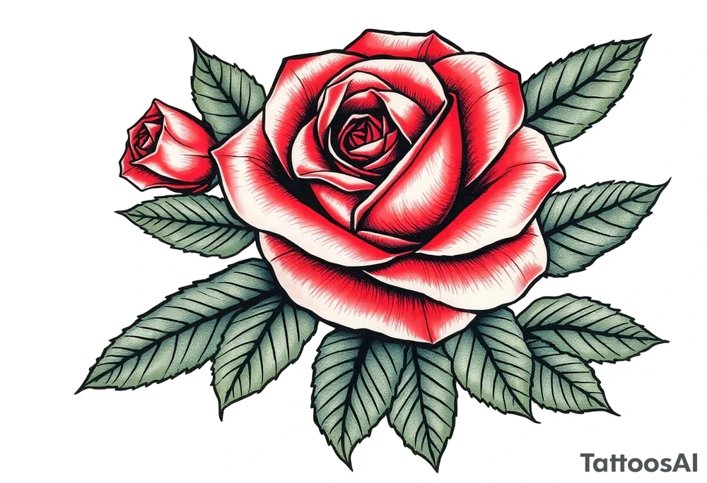 rose with parts of tiger incorporated through the leaves tattoo idea