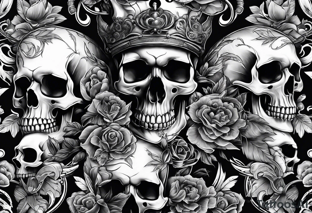 arm full sleeve skulls smoke tattoo idea