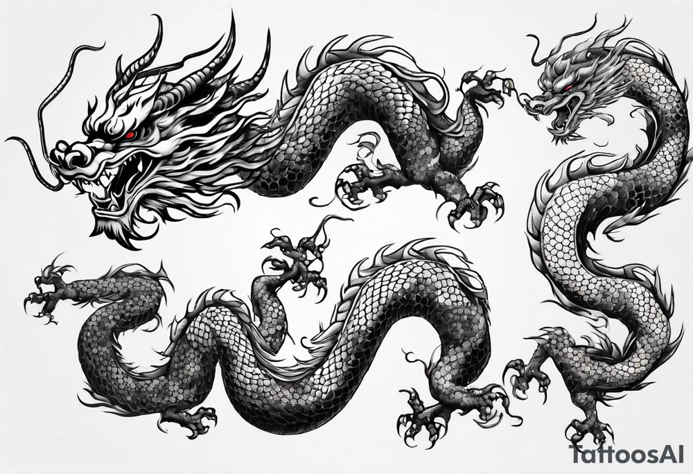 long chinese dragon with scales tattoo idea
