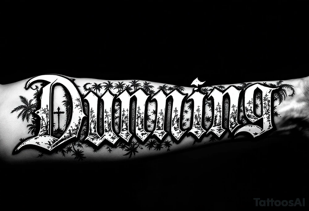 Dunning, Romanian theme with palm trees, cross,angels tattoo idea Dunning, Romanian theme with palm trees, cross,angels tattoo idea