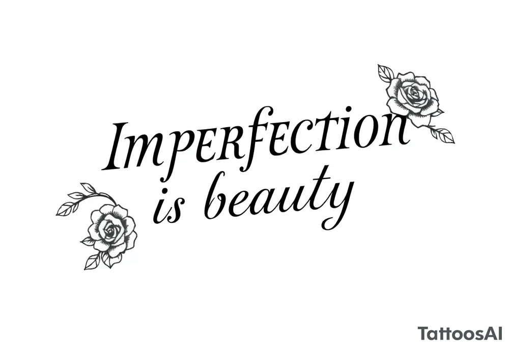 Imperfection is beauty in a scroll with roses tattoo idea