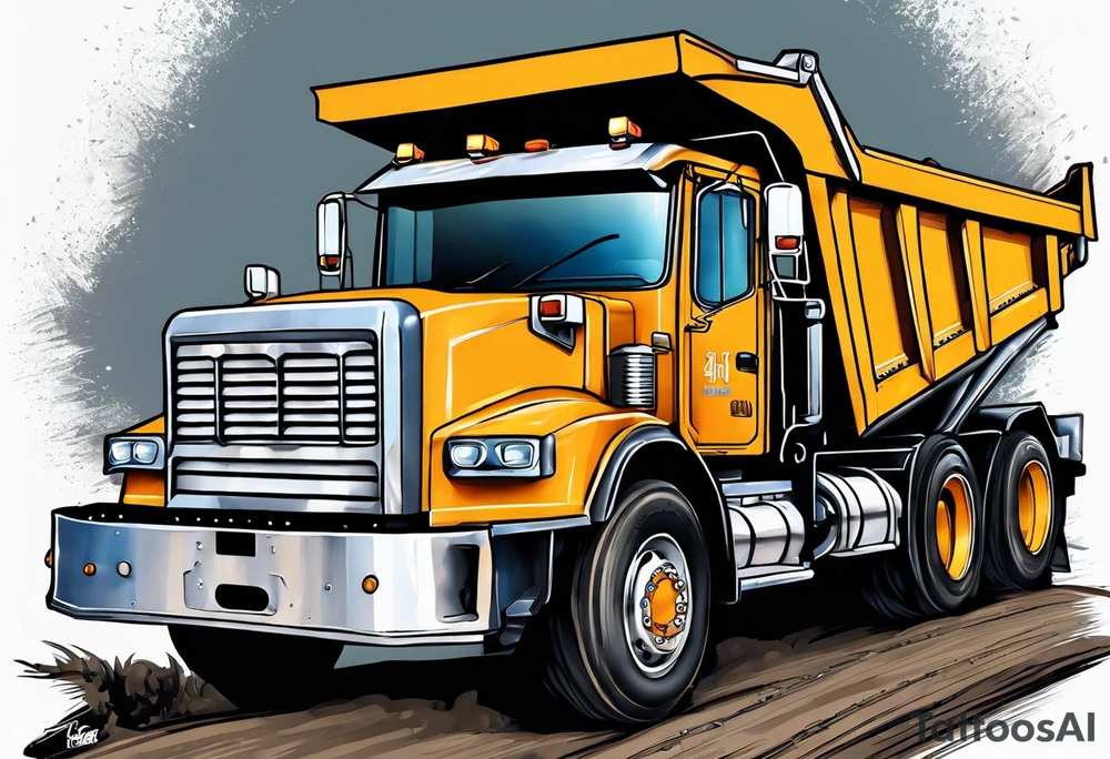 Realistic tattoo of a Dump truck on a forearm tattoo idea