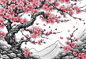 Cherry blossoms in a rainbow of colors tattoo idea