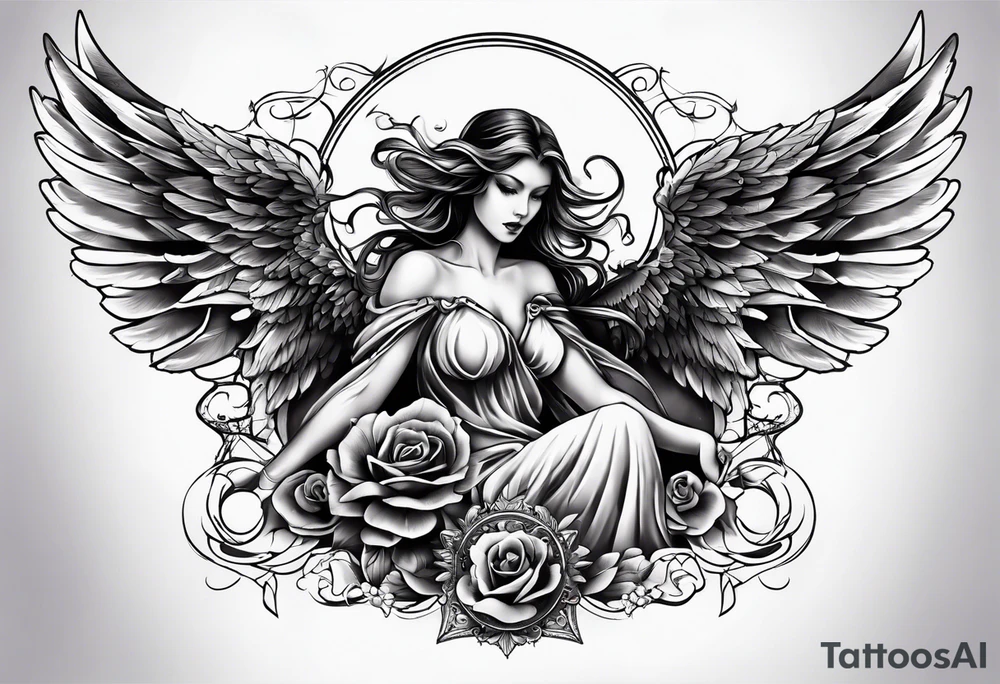 Beautiful angel of death tattoo idea